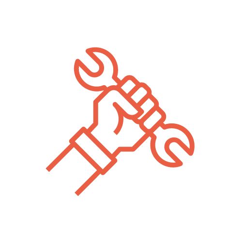 Install icon showing hand holding spanner
